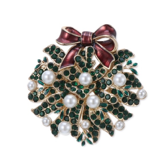 Charter Club Gold-Tone Crystal & Faux Pearl Wreath Pin/ Brooch New in Box $29.50 - Picture 6 of 6